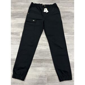 Mens Caterpillar Size Medium Black Ripstop Canvas Cuffed Jogger DrawString Pants